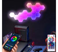 Smart Party lighting LED Gaming room wall light RGB hexagonal panel wall decoration, connection Bluetooth, pack de 6