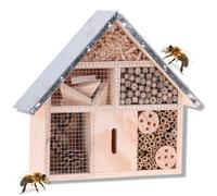 Smart Planet Hôtel à insectes stable - Hôtel à abeilles en bois - Avec toit en métal - 29,5 x 8,8 x 28 cm (L x l x H) - Pour le jardin et la cour