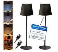 Smart-Planet Lot de 2 lampes de table rechargeables sans fil avec batterie de 5200 mAh - IP54 - Lampe de table d'extérieur réglable en hauteur en métal de qualité supérieure - Intensité variable en