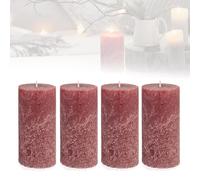 Smart-Planet - Lot de 4 bougies piliers - Ambiance rustique - Bordeaux - Grande bougie rustique - 12 cm - Longue durée de combustion : environ 54 heures - Couronne de l'Avent