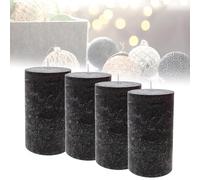 Smart-Planet - Lot de 4 bougies piliers - Ambiance rustique - Noir - Grande bougie rustique - 12 cm - Longue durée de combustion : environ 54 heures - Couronne de l'Avent