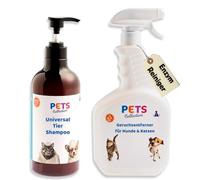 Smart-Planet Nettoyant pour chien et chat + shampooing pour animaux de compagnie - Kit de soin pour chiens et chats - Désodorisant enzymatique avec shampooing pour chien et chat