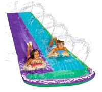 Smart-Planet Toboggan aquatique double XXL pour enfants extra stable - 482 cm x 145 cm - Circuit aquatique de jardin avec arroseur et raccord de tuyau