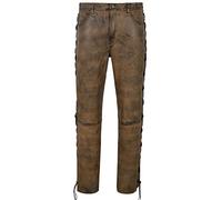 Smart Range Leather Pantalon en Cuir de Motard Marron pour Homme Style Moto lacé Marron 100% Napa 00126 (Waist 34")