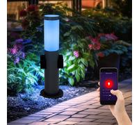 Lampe sur pied extérieure intelligente Prises de jardin à base de lumière à intensité variable, commande de téléphone portable dans un ensemble comprenant des ampoules à LED RVB
