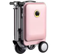 Smart Rideable Trottinette à bagages pour adultes avec poignée télescopique, batterie amovible, port USB, serrure TSA, idéale pour les voyages à l'aéroport, rose, A