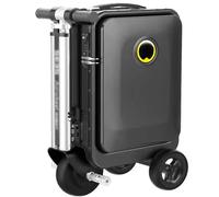 Smart Rideable Trottinette à bagages pour adultes avec poignée télescopique, batterie amovible, port USB, serrure TSA, idéale pour les voyages à l'aéroport, Noir , A