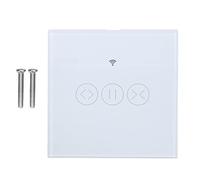 Smart Rideau Commutateur WiFi Sans Fil Tactile Interrupteur APP Télécommande Stores Volet Interrupteur pour Bureau À Domicile ABS Verre Trempé 8.6x8.6 cm (Blanc)