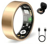 Smart Ring Bague de santé pour homme/femme - Fréquence cardiaque, tension artérielle, suivi du sommeil, compteur de pas, étanche IP68, compatible iOS et Android (taille 7)