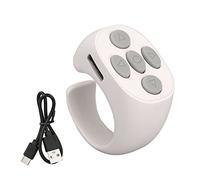 Smart Ring Controller, Bluetooth 5.3 Télécommande sans Fil Page Turner, Télécommande Video Page Turner pour TIK Tok Electronic Book(Blanc)