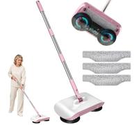 Smart Robot Vacuum Cleaner with Mop and Broom,2 in 1 Hand Push Sweeper and Broom with 3Pcs Reusable Mop Pad, Non Electric Hard Floor Sweeper for Home Kitchen Office