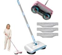 Smart Robot Vacuum Cleaner with Mop and Broom,2 in 1 Hand Push Sweeper and Broom with 3Pcs Reusable Mop Pad, Non Electric Hard Floor Sweeper for Home Kitchen Office