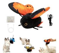 Smart Sensing Flapping Butterfly Toy Motion Interactive Cat for Indoor Play | Automatic Realistic Fluttering Butterflies Cats Toys Activated Teaser with Catnip Pocket - Kitten Hunting Exercise(Orange)