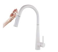 Smart Sensor Kitchen Mixer Tap avec 360 ° Basin à levier simple Blanc Black Touch Contrôle de la poignée Singe Rotation Blanc LWX