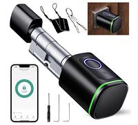 Smart Serrure de porte électronique 60 mm (30/30) avec empreinte digitale, 2 clés, carte IC