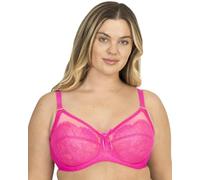 Smart & Sexy Full Coverage Unlined Underwire, Lace & Mesh See Through, Plus Size Lingerie Inspired Retro Bra Soutien-Gorge à Couverture Totale, Transparent, Rose Moyen, 95D Femme