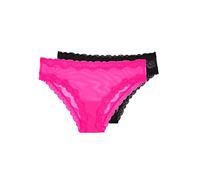 Smart & Sexy Lot de 2 Culottes Coquines avec Bordure en Dentelle sous-vêtements Hispter, Rose/Noir, L Femme