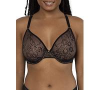 Smart & Sexy Sheer Mesh Demi Underwire Bra Soutien-Gorge Corbeille, Semi-Voilage, Teinte Noire avec fièvre de Ballet (Pointe Lisse), 90F Femme