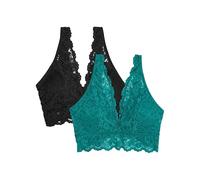 Smart & Sexy Signature Lace Deep V Neck Wireless for Women with Support, and Bralette Pack Soutien-Gorge Plongeant, Opaque, Fanfare/Black Hue, M (Lot de 2) Femme