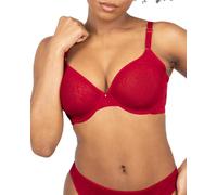 Smart & Sexy Soutien-Gorge Transparent à Demi-Armatures Corbeille, Rouge (Dentelle Mousse), 75E Femme