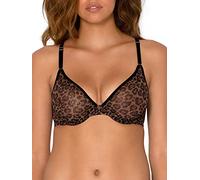 Smart & Sexy Soutien-Gorge en Maille Transparente avec Demi-Armatures pour Femme, 1 pièce ou Lot de 2, Motif léopard Classique, 105D