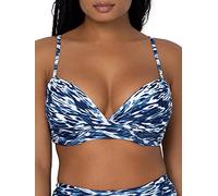 Smart & Sexy Women's Standard Swim Convertible Push-Up Bikini Top Swimwear Secret Line, Fluid Fantasy Print, 34D