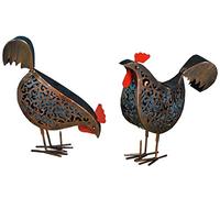 Smart Solar 07491 Poule Solaire en Métal, Lot de 2, Marron 30 x 21 x 8 cm