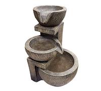 Smart Solar Genoa Fontaine solaire en cascade - Design de bol zen, résistante aux intempéries, finition peinte à la main - Parfaite pour jardins, terrasses et balcons 31L x 30l x 49H