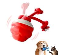 Smart Sound Interactive Dog Toy, Rechargeable Cat Ball with Rope Tail, Automatic Rolling Pet Toy(Red)