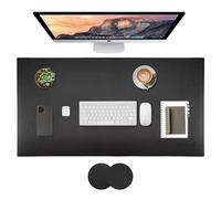 SMART Sous Main Bureau 80 x 40cm - Tapis de Bureau, Tapis de Souris - Èquipement de Bureau, Protection de Bureau - Similicuir, Double Face, Noir