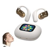 Smart Sport Clip-on Bluetooth Earbuds with Digital Screen, YJ33 AI Translator Wireless Headphones, Ear Hook Style, Noise Cancelling Bone Conduction Open-Ear Earbuds (Skin,Con Display)