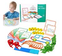 Smart Sticks for Kids- Kids Toys for Creative Learning 142pcs Wooden Pattern Blocks Shape Puzzles Sticks Wooden and Rings Puzzle Game (2pcs)