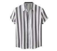 Smart Striped Button Down Shirt for Boys: Lightweight Everyday Top with Classic Pattern and Comfortable Fit (Grey, 13-14 Years)