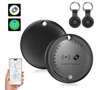 Smart Tag, Localisateur d'objets Compatible avec Android, Traceur Bluetooth avec Housse de Protection en Silicone pour Valises/Portefeuilles/Clés/Sacs/Bagages (Noir, 2 Pack)