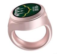 Smart Tasbih Bague pour musulmans avec compteur numérique et rappel de prière - IP67 étanche avec perles électroniques pour le culte quotidien, taille britannique 22 mm (rose)