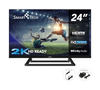 Smart Tech 24HN01V3CA HD LED TV 24 Pouces (60cm) Triple Tuner Dolby Audio H.265 HDMI USB, Résolution: 1366 (H) × 768 (V); Chargeur 12 volts noir