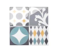 Smart Tiles Crédence adhésive, Carré Bleu Canard & Gris, 22,86x22,86 cm