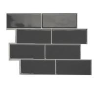 Smart Tiles Crédence adhésive, Métro Gris Charbon, 29,34x21,28 cm
