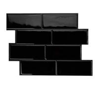 Smart Tiles Crédence adhésive, Métro Noir de Jais, 29,34x21,28 cm