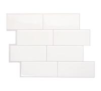 Smart Tiles Credence Adhesive pour Cuisine, Carrelage Adhesif Mural salle de bain 3D, 5 Stickers Muraux (29.34x21.28 cm), Autocollant Carreaux Adhesif fabriqué au Canada, facile à poser (Blanc)
