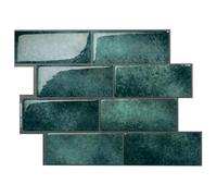 Smart Tiles Credence Adhesive pour Cuisine, Carrelage Adhesif Mural salle de bain 3D, 5 Stickers Muraux (29.34x21.28 cm), Autocollant Carreaux Adhesif fabriqué au Canada, facile à poser (Bleu/Vert)