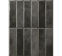 Smart Tiles Crédence adhésive pour cuisine et salle de bain, sticker carrelage mural, carreaux noir autocollants, lot de 5 feuilles, 29 x 22.86 cm