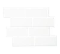 Smart Tiles Credence Adhesive pour Cuisine - Metro Blanc, Carrelage Adhesif Mural salle de bain 3D, 5 Stickers Muraux (29.34x21.28 cm), Autocollant Carreaux Adhesif fabriqué au Canada, facile à poser