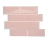 Smart Tiles Credence Adhesive pour Cuisine - Metro Rose, Carrelage Adhesif Mural salle de bain 3D, 5 Stickers Muraux (29.34x21.28 cm), Autocollant Carreaux Adhesif fabriqué au Canada, facile à poser