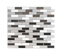 Smart Tiles Credence Adhesive pour Cuisine - Murano Blanc/Gris/Noir, Carrelage Adhesif Mural salle de bain 3D, 5 Stickers Muraux (25.92x23.11 cm), Autocollant Carreaux Adhesif fabriqué au Canada