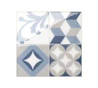 Smart Tiles Credence Adhesive pour Cuisine - Vintage Bleu/Gris, Carrelage Adhesif Mural salle de bain 3D, 5 Stickers Muraux (22.86x22.86 cm), Autocollant Carreaux Adhesif fabriqué au Canada