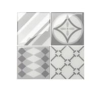 Smart Tiles Credence Adhesive pour Cuisine - Vintage Gris/Blanc, Carrelage Adhesif Mural salle de bain 3D, 5 Stickers Muraux (22.86x22.86 cm), Autocollant Carreaux Adhesif fabriqué au Canada