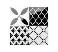 Smart Tiles Credence Adhesive pour Cuisine - Vintage Noir/Blanc, Carrelage Adhesif Mural salle de bain 3D, 5 Stickers Muraux (22.86x22.86 cm), Autocollant Carreaux Adhesif fabriqué au Canada