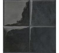 Smart Tiles Credence Adhesive pour Cuisine - Zellige Noir, Carrelage Adhesif Mural salle de bain 3D, 5 Stickers Muraux (22.86x22.86 cm), Autocollant Carreaux Adhesif fabriqué au Canada, facile à poser