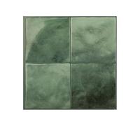 Smart Tiles Credence Adhesive pour Cuisine - Zellige Vert, Carrelage Adhesif Mural salle de bain 3D, 5 Stickers Muraux (22.86x22.86 cm), Autocollant Carreaux Adhesif fabriqué au Canada, facile à poser
